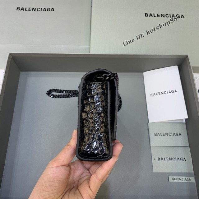 Balenciaga專櫃爆款鱷魚紋迷你女士肩背包 巴黎世家沙漏鏈條斜挎包 fyj1871